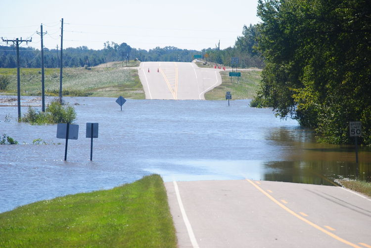 Flood on road during hurricane