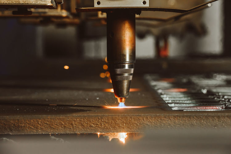 Close-up of manufacturing equipment at metal industry