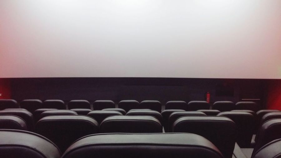 Projection screen in empty movie theater