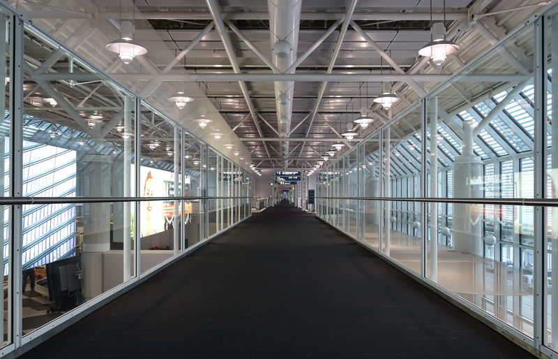 Interior of empty airport corridor