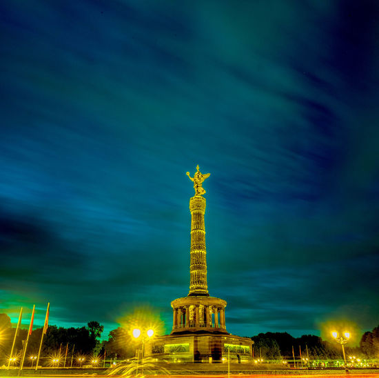 Low angle view of statue at night - siegessäule