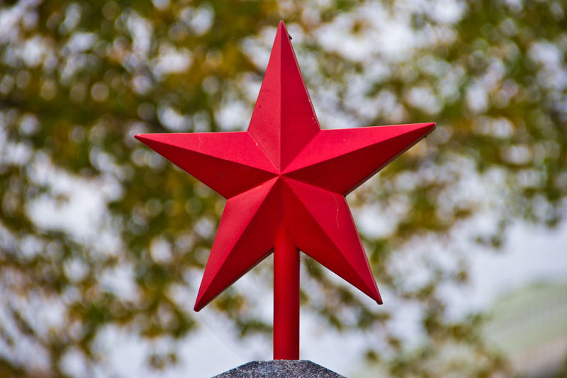 Low angle view of red star shape monument