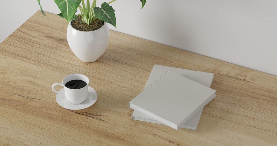 High angle view of coffee on table