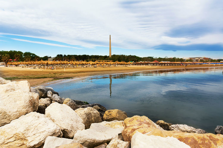 Scenic view of lake against sky