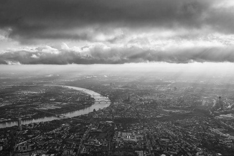 High angle view of cityscape against sky