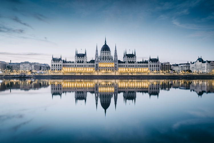 Reflection of buildings in river