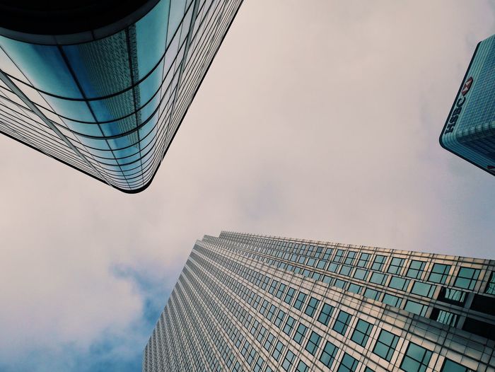 Low angle view of modern building against sky