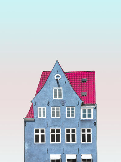 Close-up of house against colored background