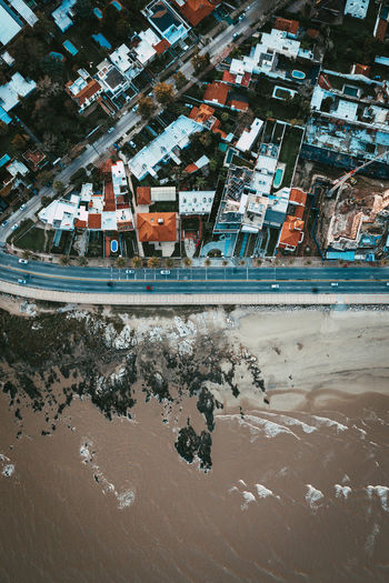 High angle view of buildings on beach