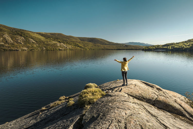 Woman near a beautiful lake