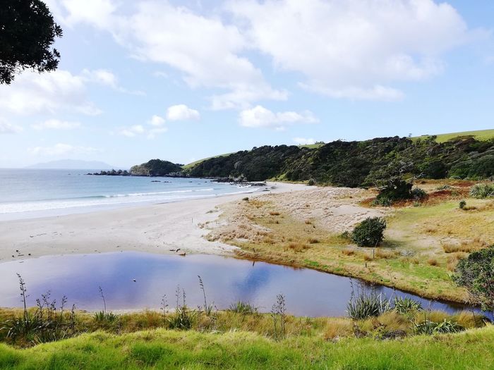 Scenic view of beach against sky