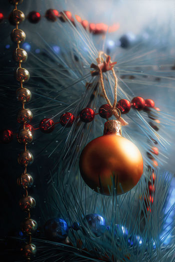 Low angle view of christmas decoration hanging