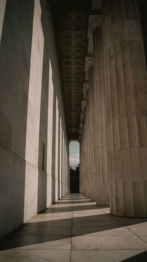 Tha shadow of pillars at linclon memorial 