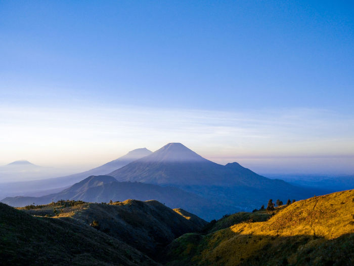 Sinoro sumbing can be seen from the top of mount prau wonosobo, dieng, central java