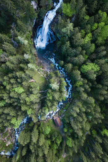 Aerial image of beautiful waterfalls in golling, salzburg, austria