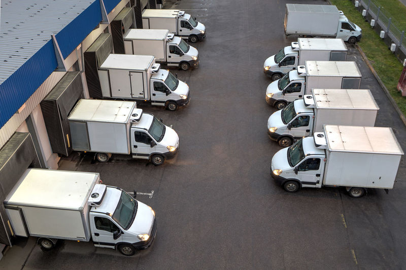 High angle view of vehicles parked outdoors