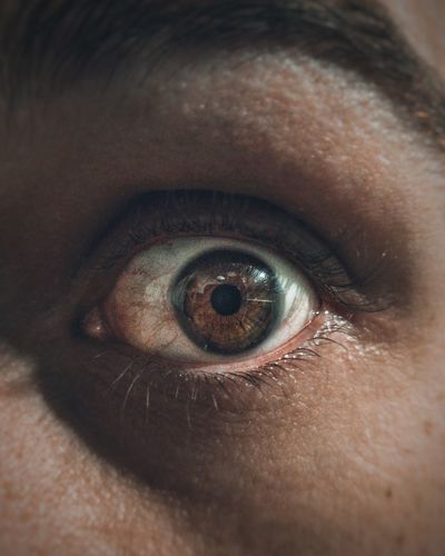 Close-up of a astonished human eye 