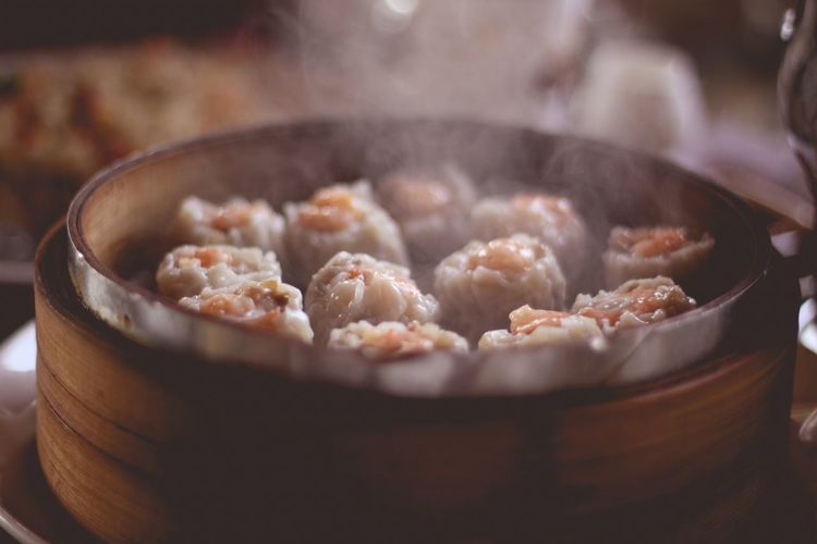 Close-up of dumplings in basket