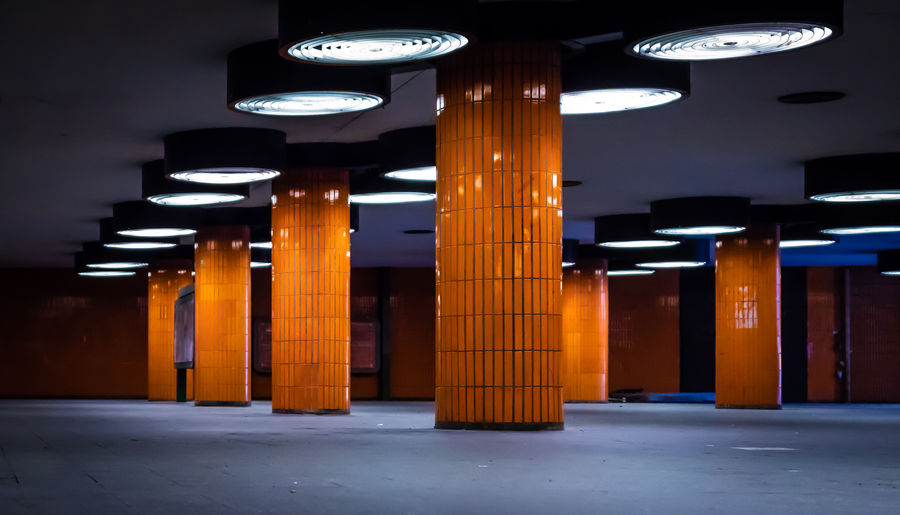 Illuminated lights in parking lot