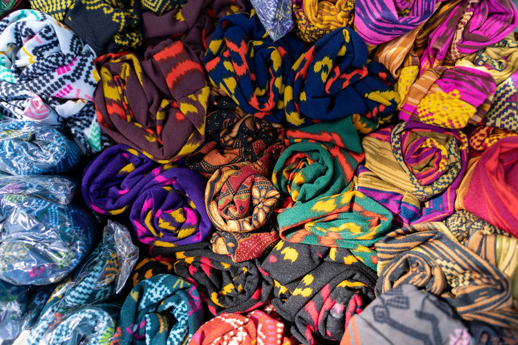 Full frame shot of multi colored fabrics