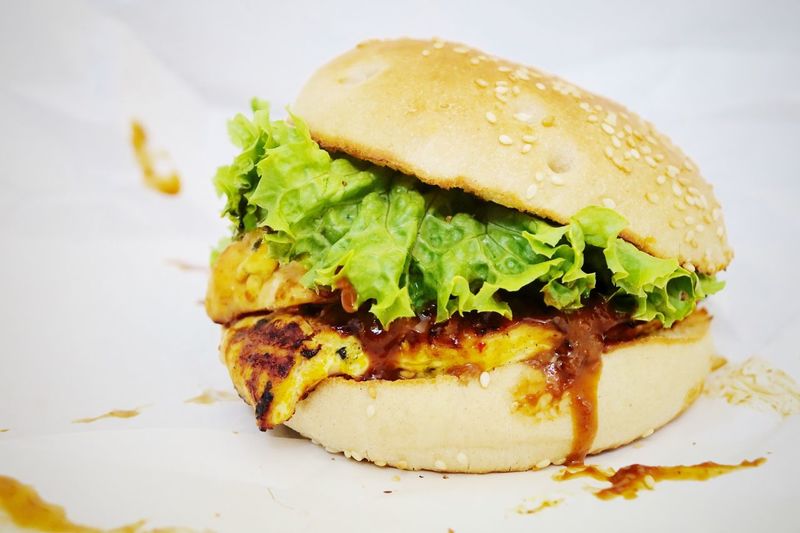 Close-up of chicken burger