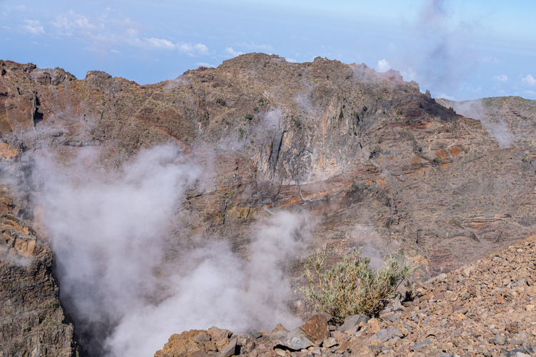 Above the clouds, volcanic landscape at roque de los muchachos, highest point on la palma, canaries