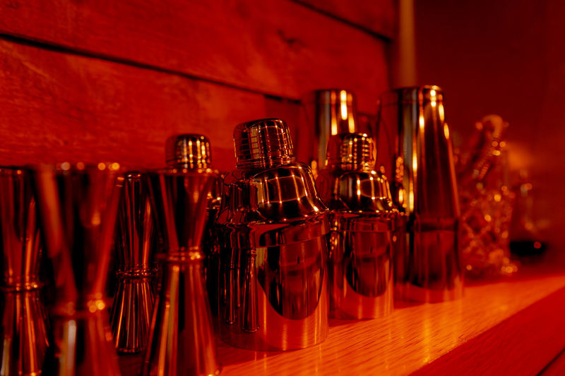 Close-up of bottles on table