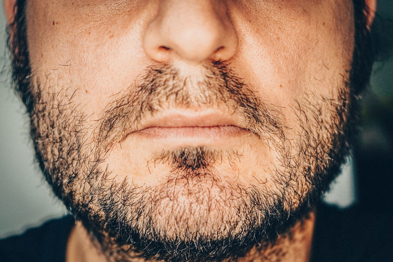 Close-up of man lips