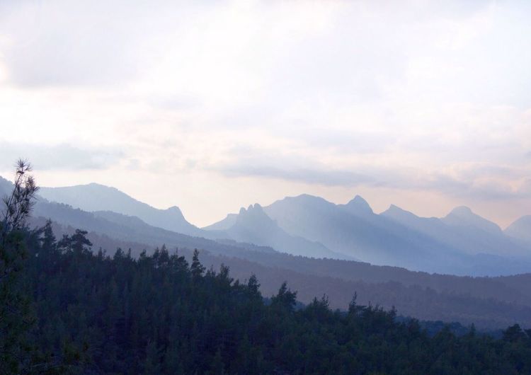 Scenic view of mountains against sky