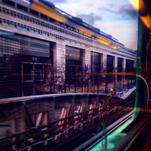 Reflection of building in city