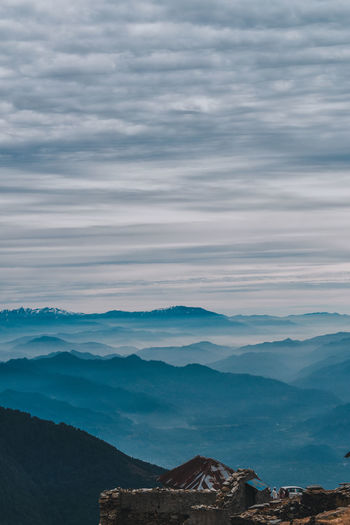 Scenic view of landscape against cloudy sky