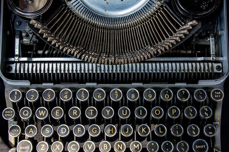 Directly above shot of old typewriter