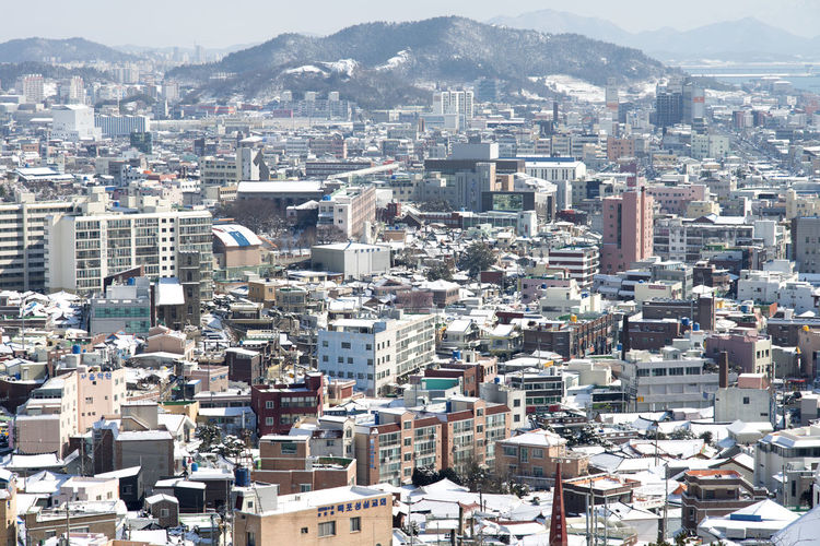 High angle view of cityscape
