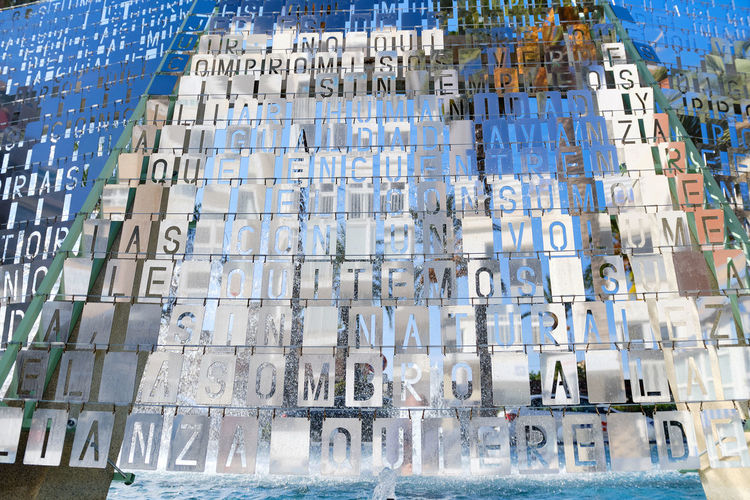 Digital composite image of text on building