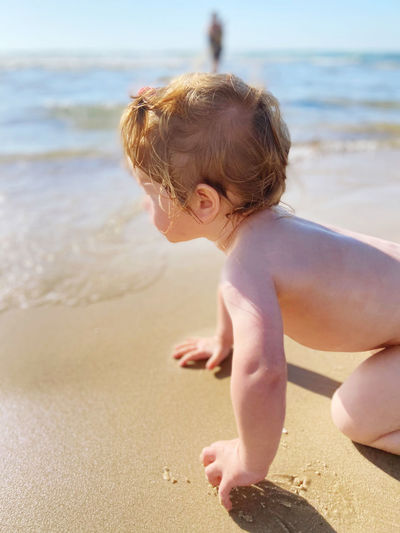 Boy enjoying on beach