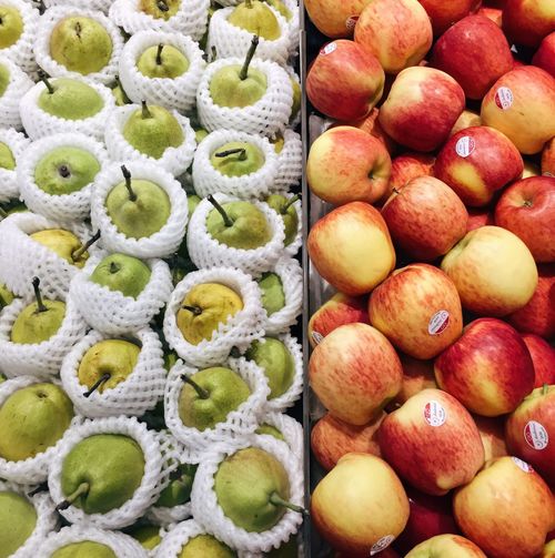 Full frame shot of apples for sale in market