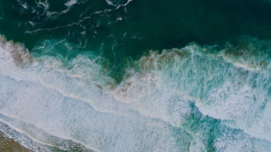 Aerial view of waves in sea