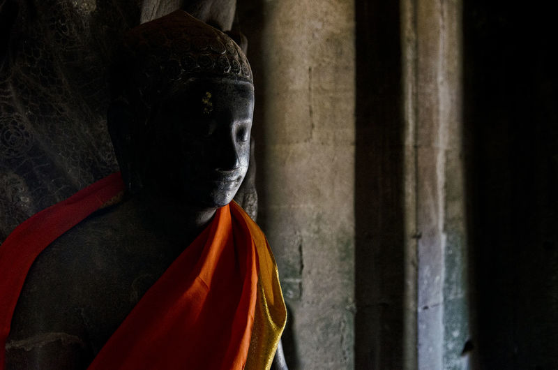 Statue of buddha against building