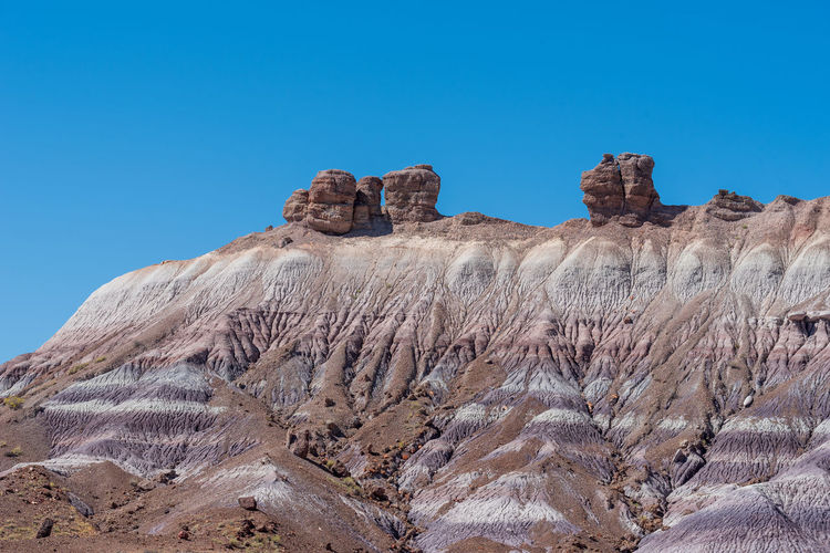 Landscape of purple badlands at blue mesa in petrified forest national park in arizona