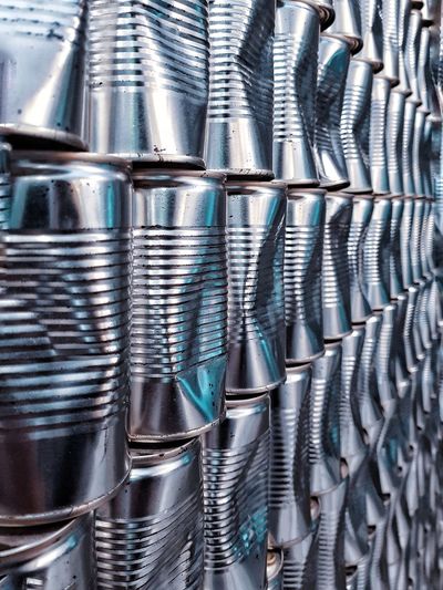 Full frame shot of cans