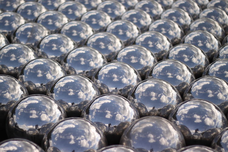 Full frame shot of metal spheres