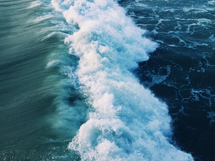 High angle view of wave breaking