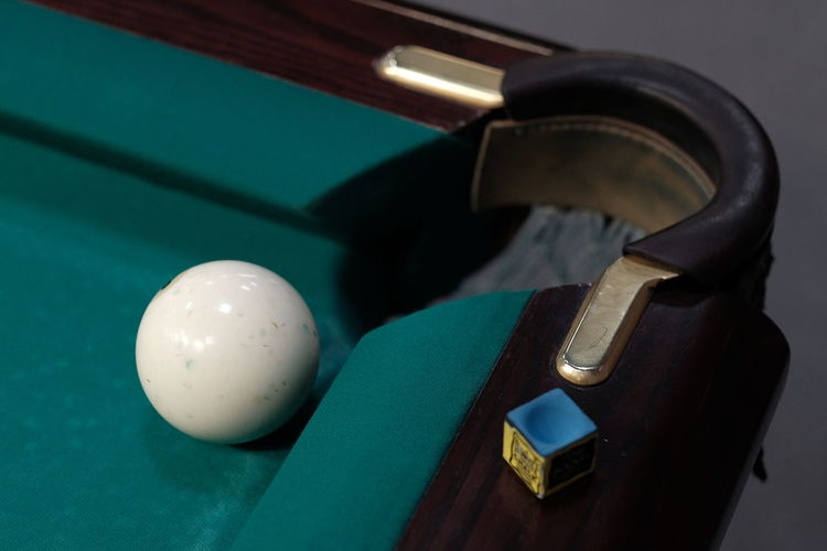 Close-up of ball on snooker table