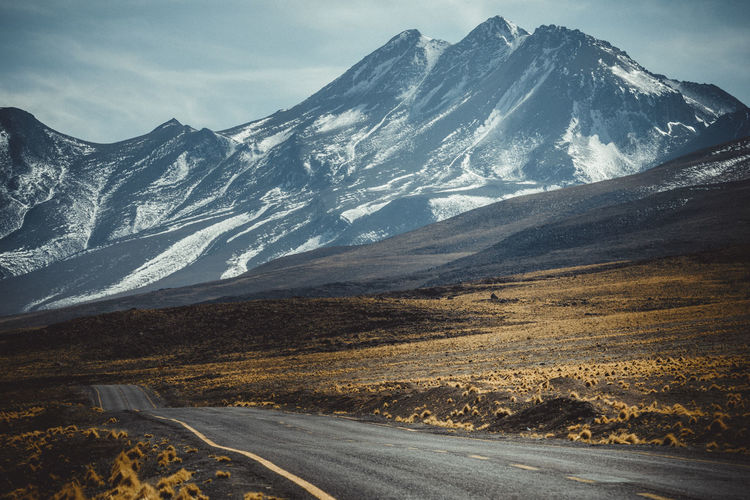 Road and mountains in atacama desert