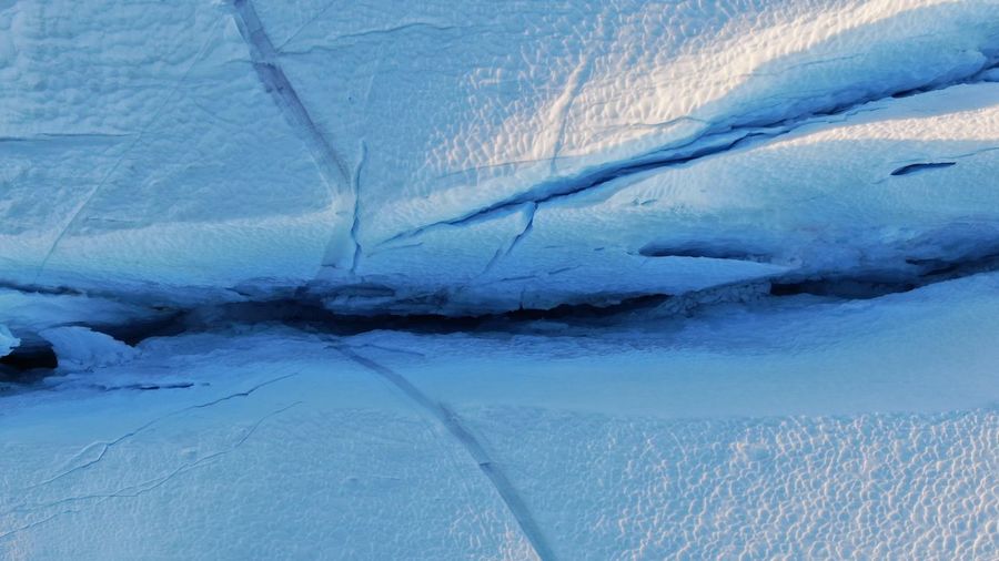 Aerial view of frozen landscape