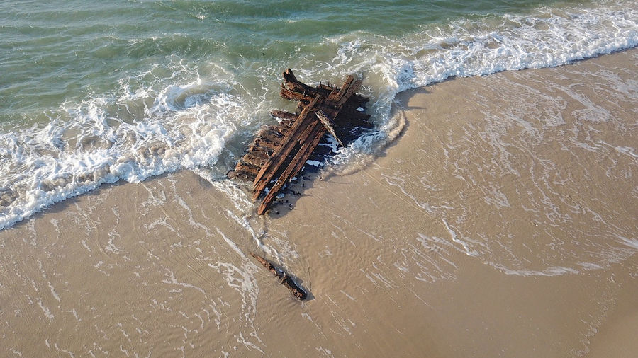 Shipwreck in sand at chatham, cape cod