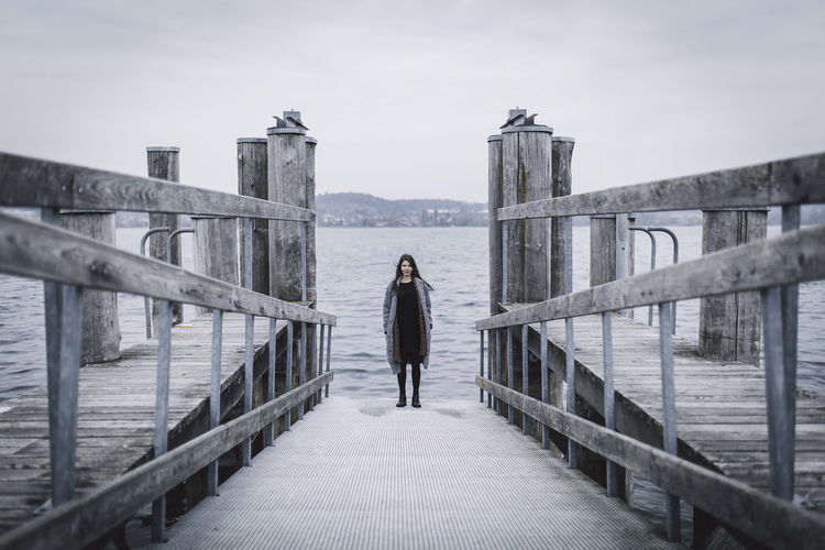 Bodensee Bridge Cloudy Girl Horizon Over Water Lake Lifestyles Nature One Person Outdoors Pier Railing Sea See Sky Standing Steg Vitality Water Web Woman Woman Standing Fresh On Market 2016