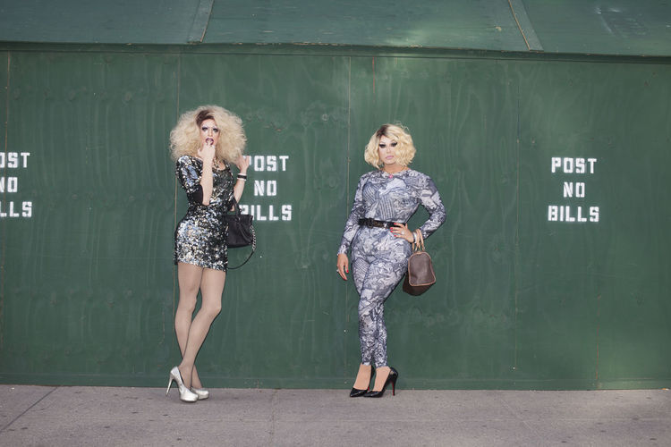Two drag queens posing together