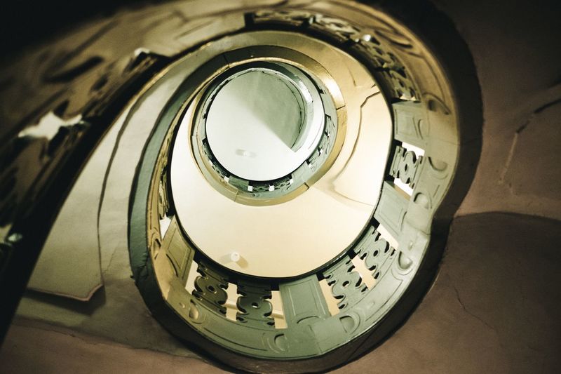 Directly below shot of spiral staircase