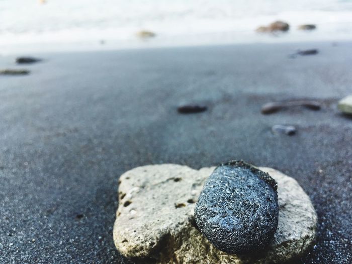 Surface level of stones on beach